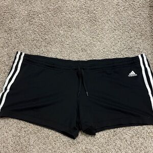 Adidas Women's Black Athletic Shorts with White Stripes